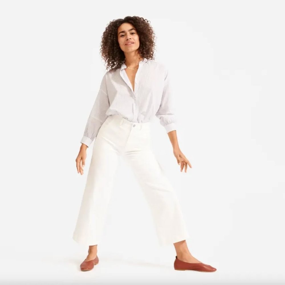 Everlane Wide Leg Crop Pants in Bone/White Size 8